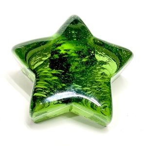 Fire & Light Recycled Art Glass Shooting Star Paperweight Celery Green Signed